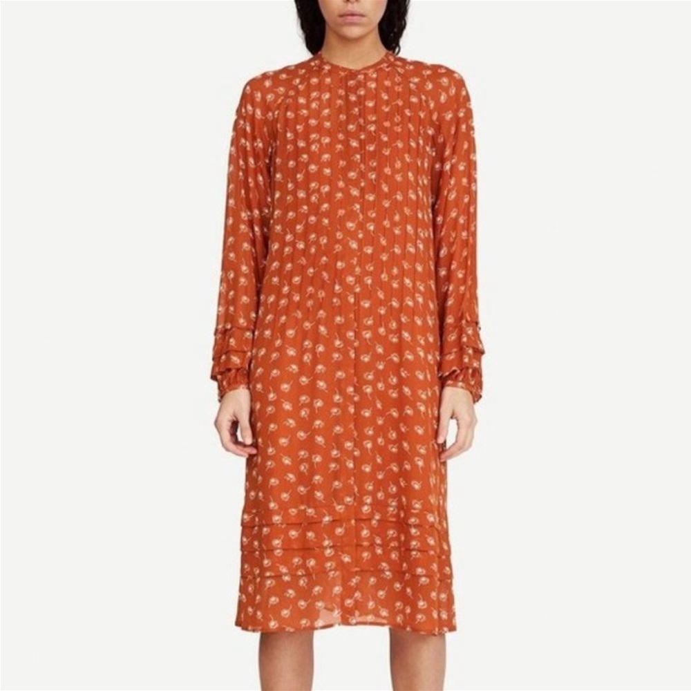 SAMSOE Long Sleeve Elma Bellis Creta Midi Shirtdress Sz M